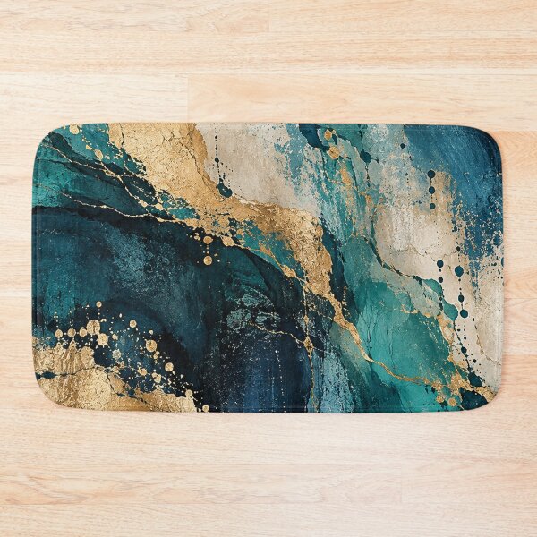 Item preview, Teal Blue Gold Luxury Abstract Marble designed and sold by RetroPop23.