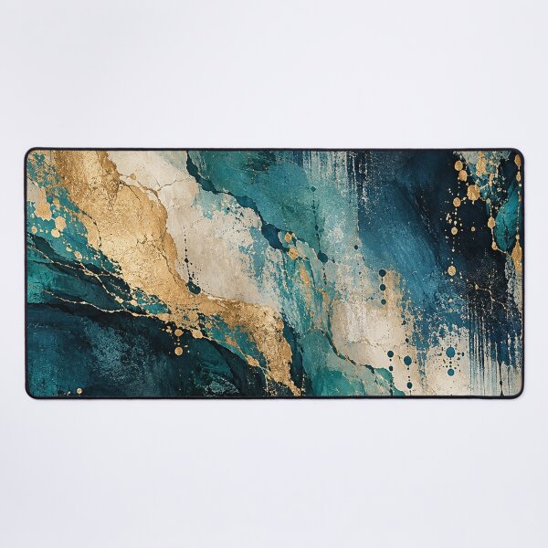 Item preview, Teal Blue Gold Luxury Abstract Marble designed and sold by RetroPop23.