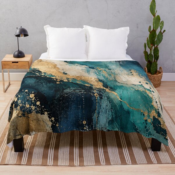 Item preview, Teal Blue Gold Luxury Abstract Marble designed and sold by RetroPop23.