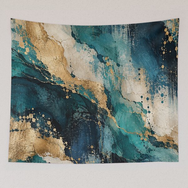 Item preview, Teal Blue Gold Luxury Abstract Marble designed and sold by RetroPop23.