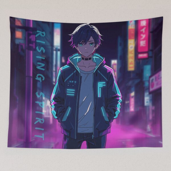 Item preview, Rising Spirit Cyberpunk Anime Neon City Character  designed and sold by Animepopstudio.