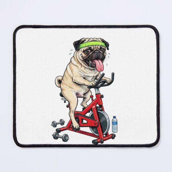 Item preview, Pug Dog on Stationary Bike - Funny Illustration of a Pug Doing Indoor Cycling and Cardio designed and sold by fastansic.