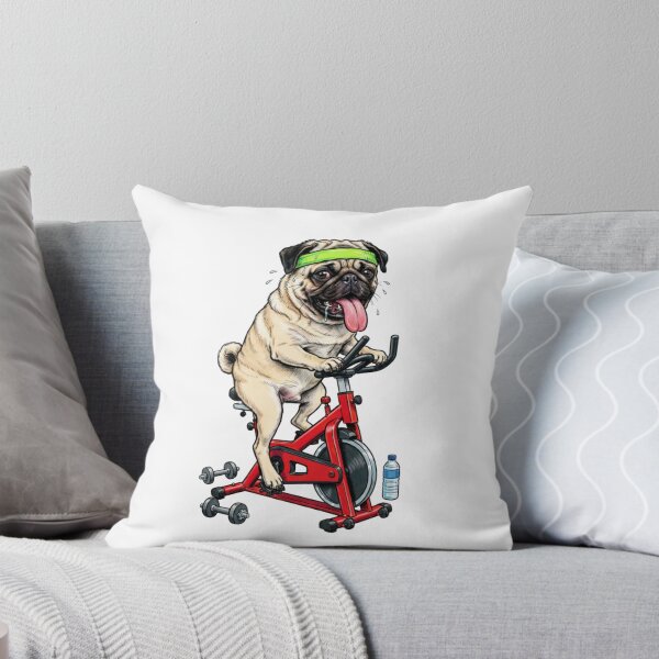 Item preview, Pug Dog on Stationary Bike - Funny Illustration of a Pug Doing Indoor Cycling and Cardio designed and sold by fastansic.
