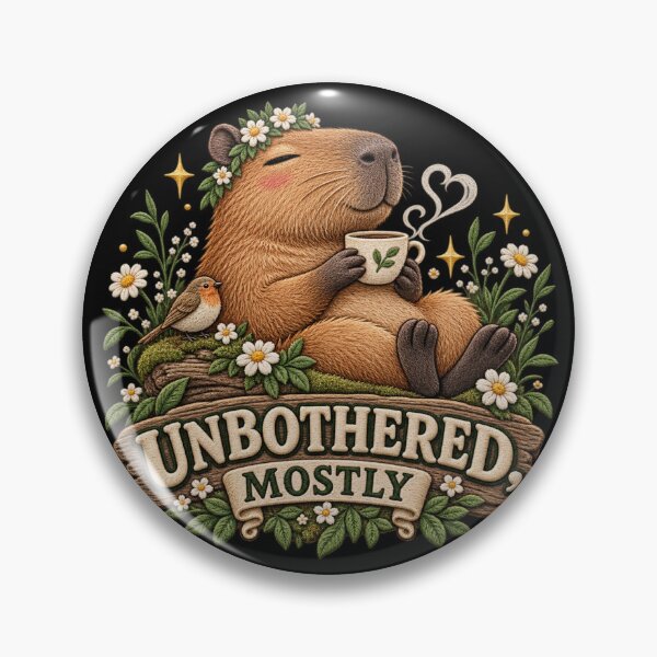 Item preview, Cute Capybara Tea Design – Unbothered Mostly Cozy Cottagecore Art designed and sold by Emoji Emblems.