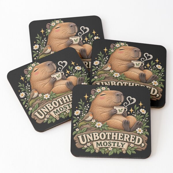 Item preview, Cute Capybara Tea Design – Unbothered Mostly Cozy Cottagecore Art designed and sold by Emoji Emblems.