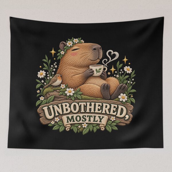 Item preview, Cute Capybara Tea Design – Unbothered Mostly Cozy Cottagecore Art designed and sold by Emoji Emblems.