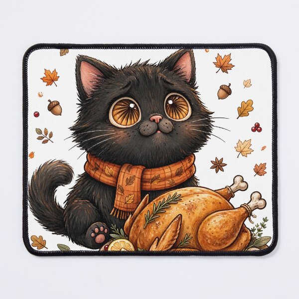 Item preview, Just One Bite? | Funny Thanksgiving Black Cat and Turkey designed and sold by HexAndHearth.
