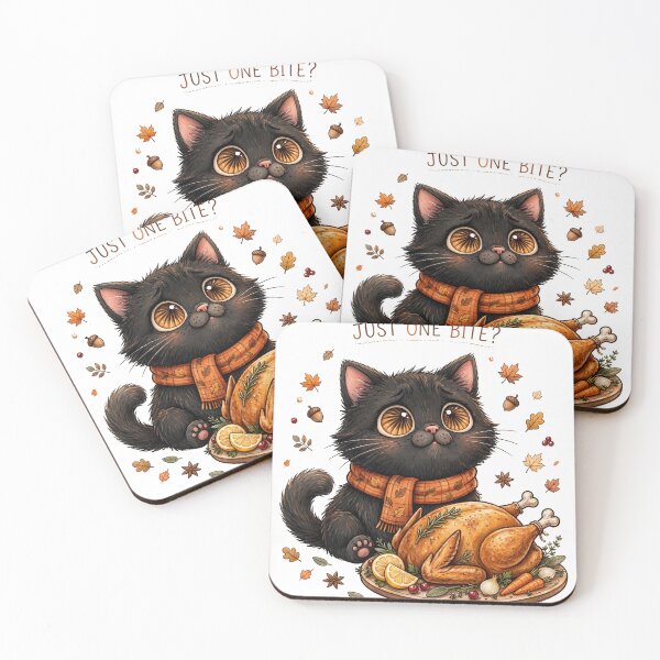 Item preview, Just One Bite? | Funny Thanksgiving Black Cat and Turkey designed and sold by HexAndHearth.