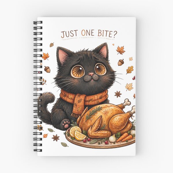 Item preview, Just One Bite? | Funny Thanksgiving Black Cat and Turkey designed and sold by HexAndHearth.