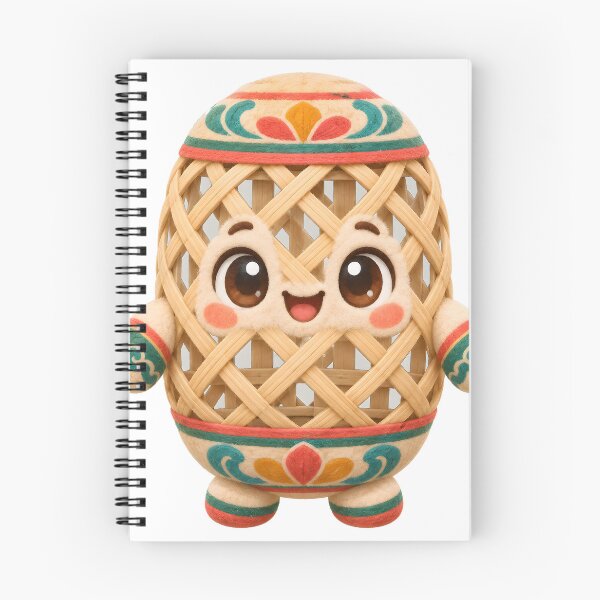 Item preview, Cute Rounded Mascot Shaped Like a Cylindrical Woven Bamboo Body Pillow With Open Lattice Weave and Rounded End Caps — Marker-style Digital Illustration designed and sold by radou88.