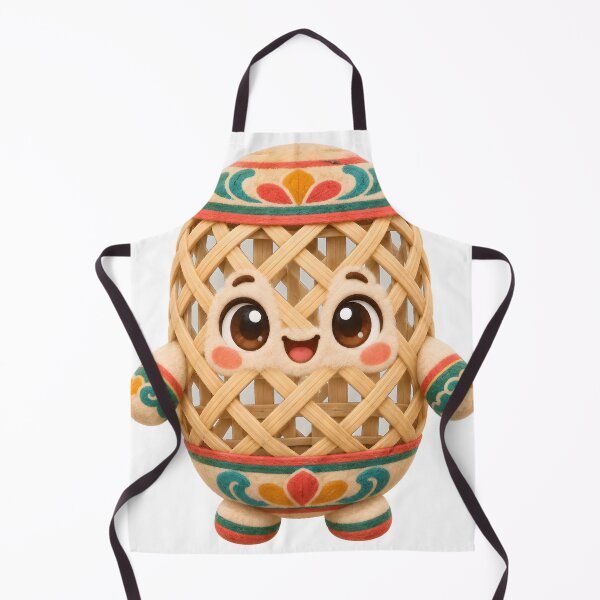 Item preview, Cute Rounded Mascot Shaped Like a Cylindrical Woven Bamboo Body Pillow With Open Lattice Weave and Rounded End Caps — Marker-style Digital Illustration designed and sold by radou88.