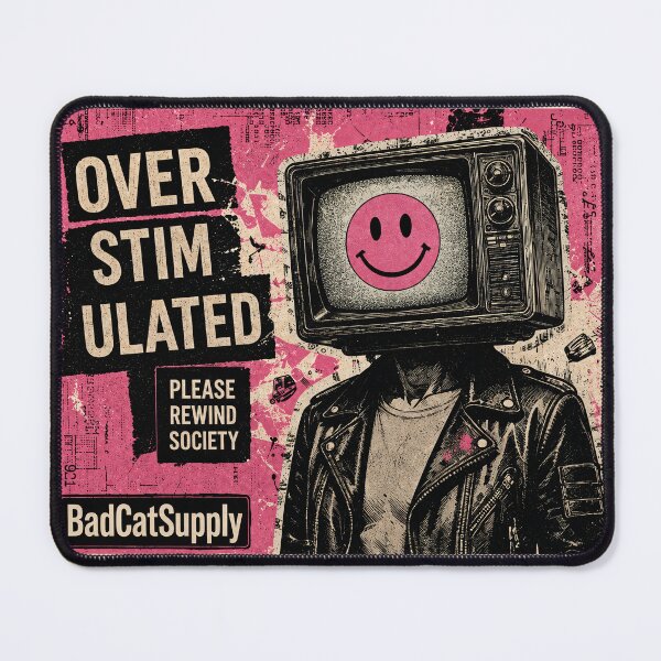 Item preview, Overstimulated Please Rewind Society Retro Analog Collage designed and sold by BadCatSupply.