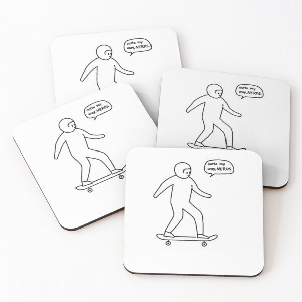 Item preview, Outta My Way, Nerds! - Funny Skateboard Doodle designed and sold by PrintWavePro.