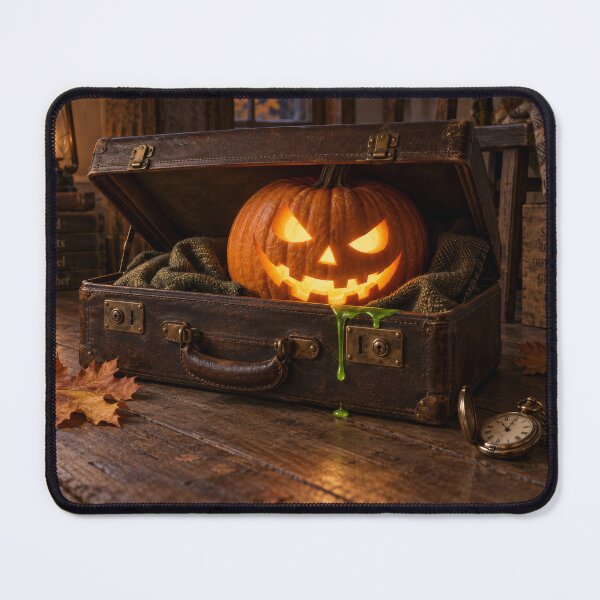 Item preview, Cozy Halloween Still Life with Glowing Pumpkin designed and sold by DansCreations42.