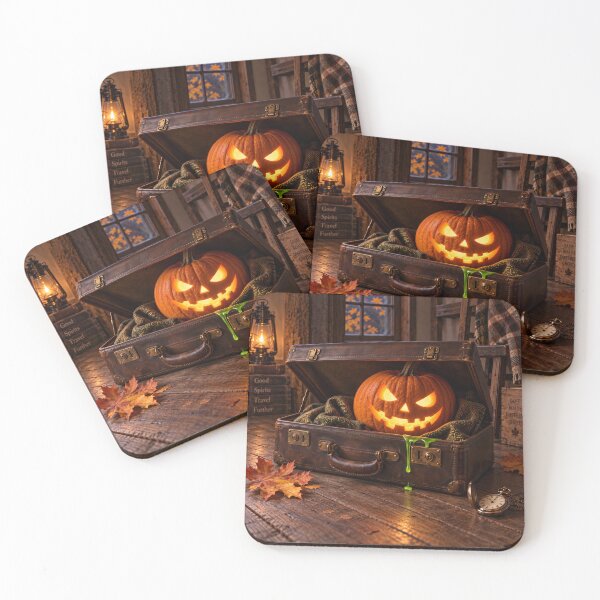 Item preview, Cozy Halloween Still Life with Glowing Pumpkin designed and sold by DansCreations42.