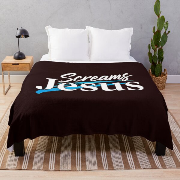 Item preview, Screams Jesus Bold Blue Brushstroke Statement designed and sold by Doublettadraw.