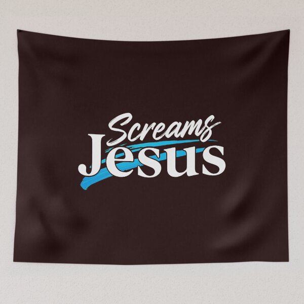 Item preview, Screams Jesus Bold Blue Brushstroke Statement designed and sold by Doublettadraw.