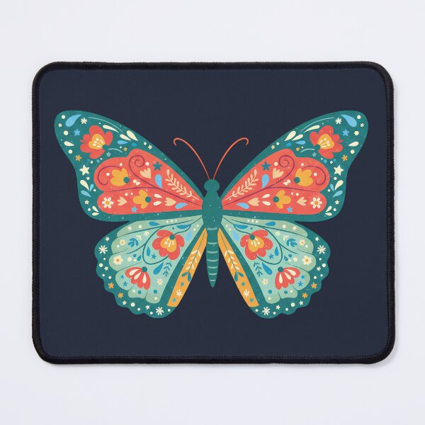 Item preview, Floral Folk Art Monarch Butterfly – Scandinavian Folk Art by heidiannemorris © designed and sold by FOLK ART FUSION.