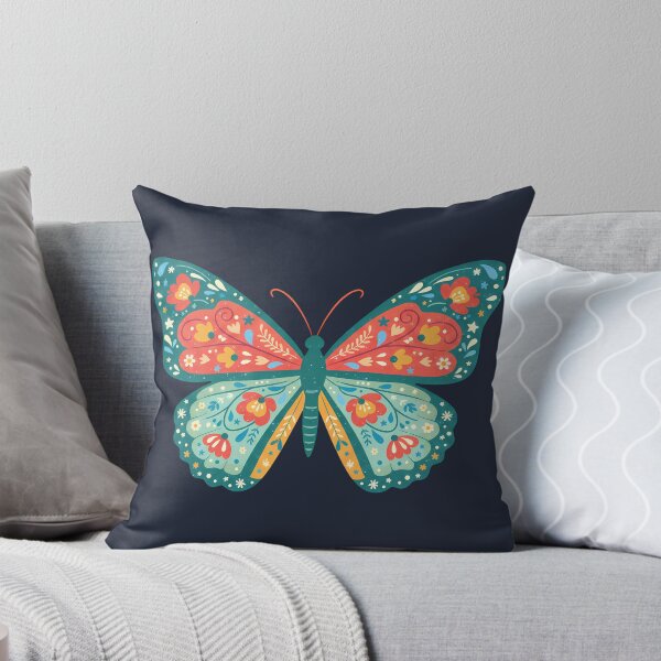Item preview, Arte popular floral Mariposa monarca - Arte popular escandinavo por heidiannemorris © designed and sold by FOLK ART FUSION.