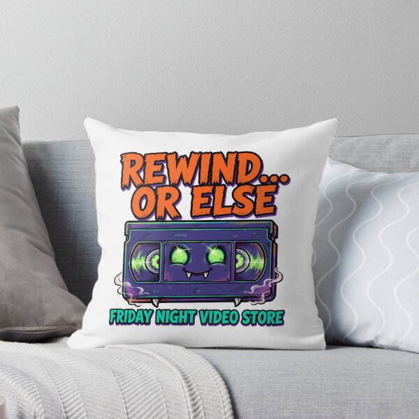 Item preview, Rewind or Else — Funny 90s VHS Video Store Monster Halloween Shirt designed and sold by To Err Is Human.