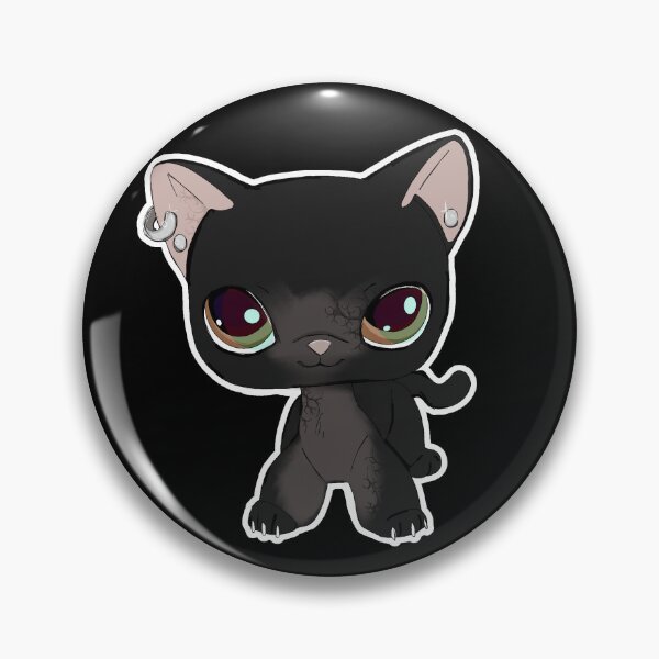Item preview, LPS Black Cat Littlest Pet Shop Shorthair Cat Edgy Alternative Peircings Y2K designed and sold by AtlantisHound.