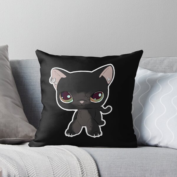Item preview, LPS Black Cat Littlest Pet Shop Shorthair Cat Edgy Alternative Peircings Y2K designed and sold by AtlantisHound.