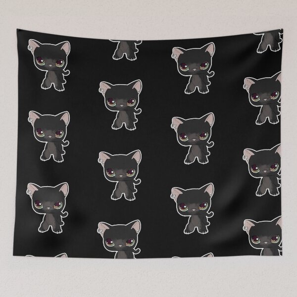 Item preview, LPS Black Cat Littlest Pet Shop Shorthair Cat Edgy Alternative Peircings Y2K designed and sold by AtlantisHound.