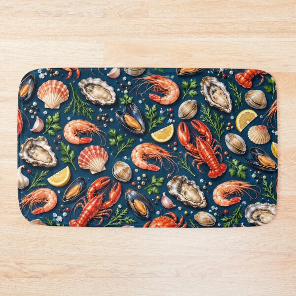 Item preview, Seafood Pattern – Lobster Shrimp Crab & Coastal Kitchen designed and sold by HO•Designs.