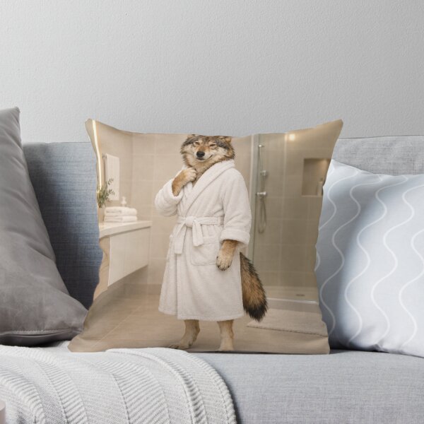 Item preview, Mexican Gray Wolf White Bathrobe designed and sold by Sillytoe.