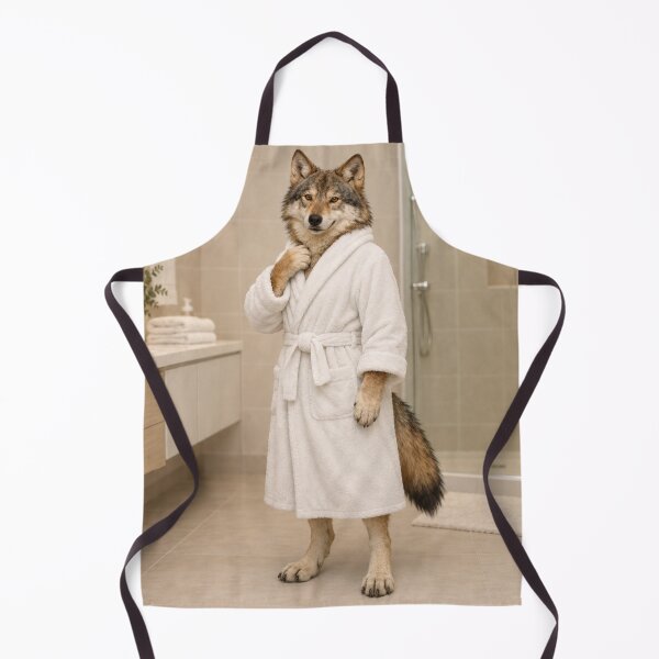 Item preview, Mexican Gray Wolf White Bathrobe designed and sold by Sillytoe.