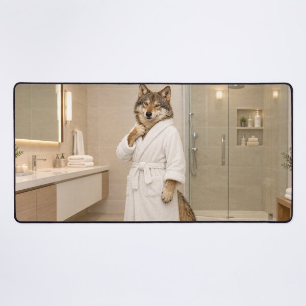 Item preview, Mexican Gray Wolf White Bathrobe designed and sold by Sillytoe.