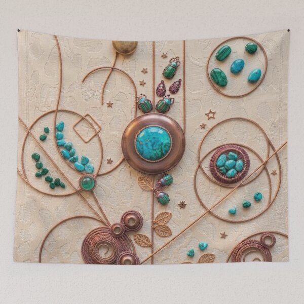 Item preview, Southwest Turquoise & Malachite Copper Wire Art Display designed and sold by KingsArtworx 2.