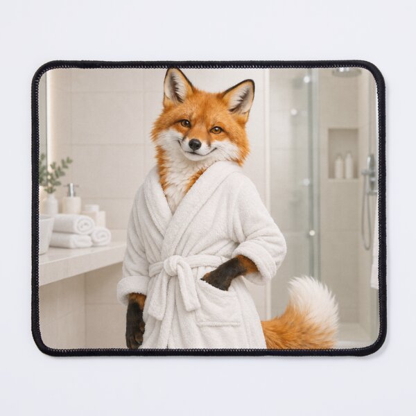 Item preview, Red Fox White Bathrobe designed and sold by Sillytoe.