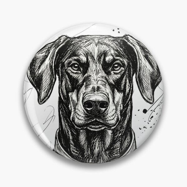 Artikelvorschau, Dobermann-Tuschezeichnung Hundeporträt entworfen und verkauft von WilliegarciaRo.