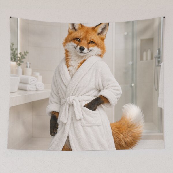 Item preview, Red Fox White Bathrobe designed and sold by Sillytoe.