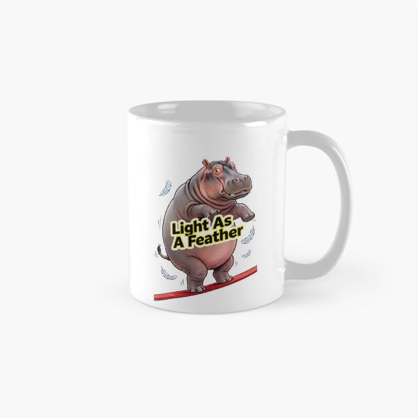 Item preview, Hippopotamus on a Tightrope "Light As A Feather" - Funny Illustration of a Hippopotamus Balancing designed and sold by fastansic.
