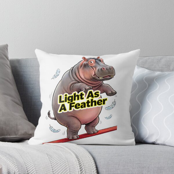 Item preview, Hippopotamus on a Tightrope "Light As A Feather" - Funny Illustration of a Hippopotamus Balancing designed and sold by fastansic.