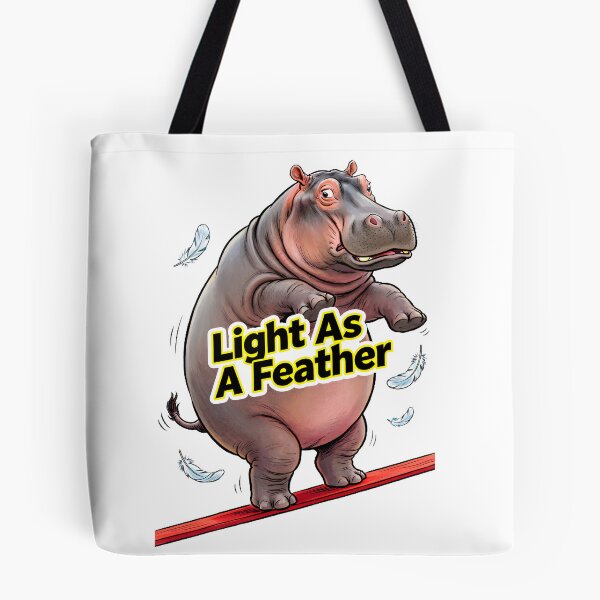 Item preview, Hippopotamus on a Tightrope "Light As A Feather" - Funny Illustration of a Hippopotamus Balancing designed and sold by fastansic.