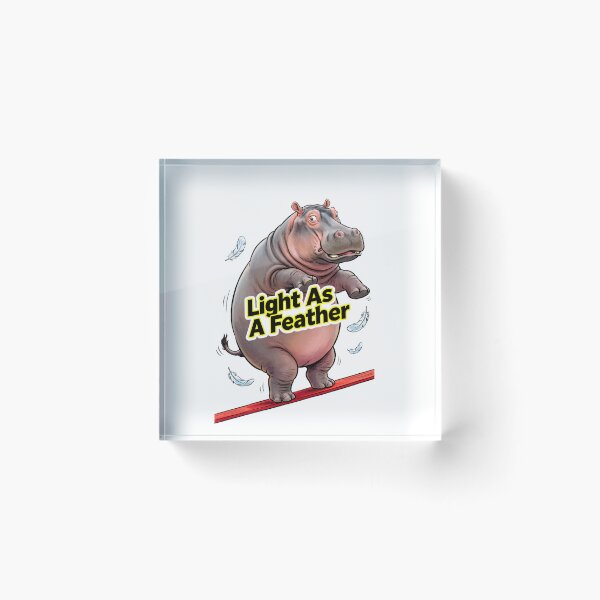 Item preview, Hippopotamus on a Tightrope "Light As A Feather" - Funny Illustration of a Hippopotamus Balancing designed and sold by fastansic.