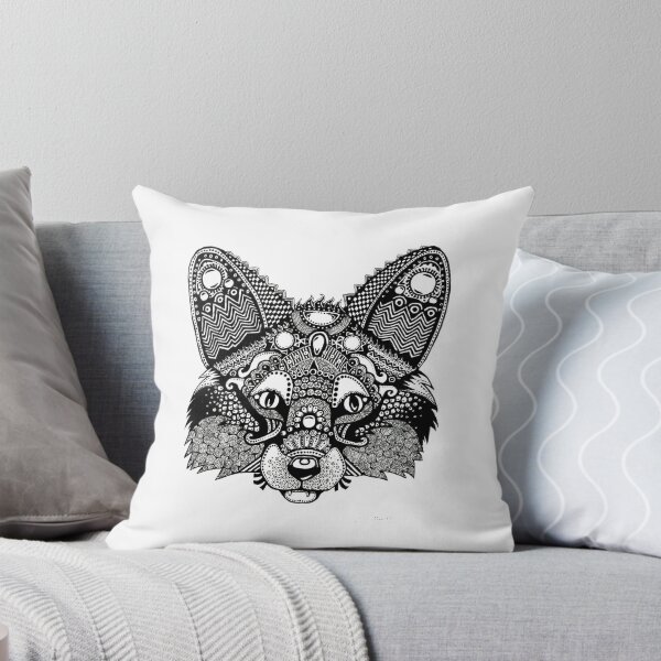 Artikelvorschau, Tribal Fox Design - Schwarz und Weiß entworfen und verkauft von jdimmettart.