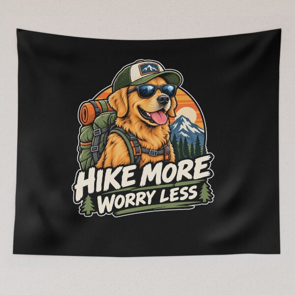 Item preview, Hike More Worry Less Hiking Dog With Backpack Sunglasses Mountain designed and sold by LouiseMcShop.