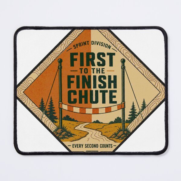 Item preview, First To The Finish Chute Sprint Orienteering Badge designed and sold by BoosterShop.
