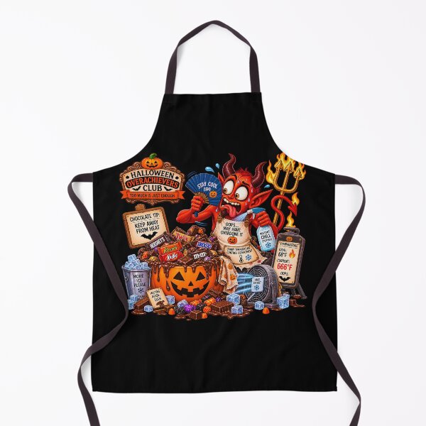 Item preview, ⚡HALLOWEEN OVERACHIEVERS CLUB - Frazzled Devil’s Melting Candy Crisis - Candy Temperature Control Department - dark version designed and sold by WheelieGdArt.