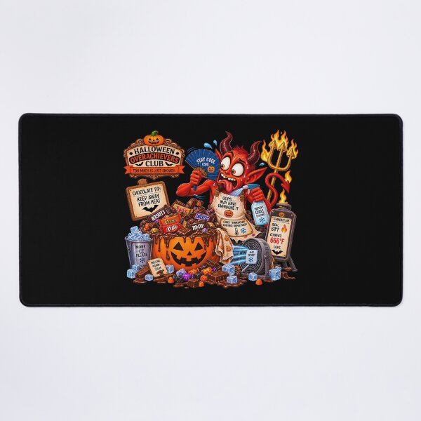 Item preview, ⚡HALLOWEEN OVERACHIEVERS CLUB - Frazzled Devil’s Melting Candy Crisis - Candy Temperature Control Department - dark version designed and sold by WheelieGdArt.