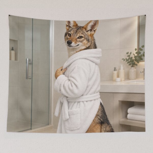 Item preview, Jackal White Bathrobe designed and sold by Sillytoe.
