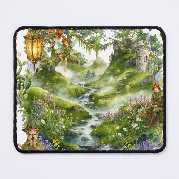 Item preview, Enchanted Fairy Village Magical Stream Fantasy designed and sold by VibeDistrictLab.