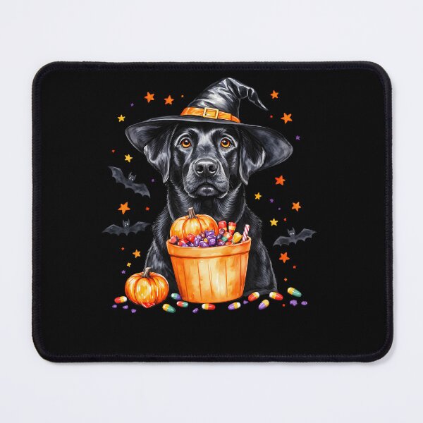 Item preview, Halloween Black Labrador Wearing Witch Hat Holding Candy Basket designed and sold by LouiseMcShop.