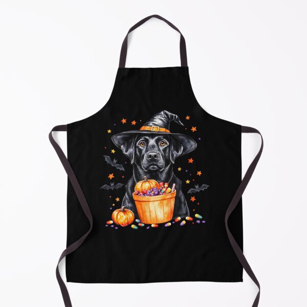 Item preview, Halloween Black Labrador Wearing Witch Hat Holding Candy Basket designed and sold by LouiseMcShop.