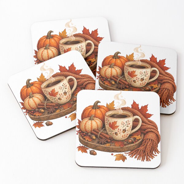 Item preview, Cozy Autumn Coffee with Pumpkins and Spices designed and sold by katerynaS99.