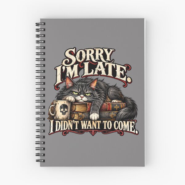 Item preview, Sorry I’m Late – I Didn’t Want to Come | Grumpy Gothic Cat designed and sold by OzyWear.